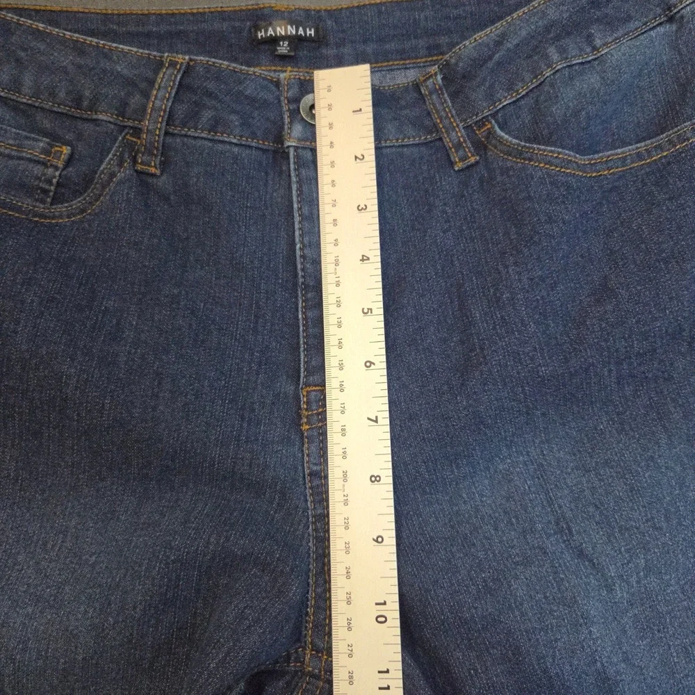 Hannah Denim Bermuda Shorts Womens 12 Blue Stretch‎ Dark Wash Knee Length